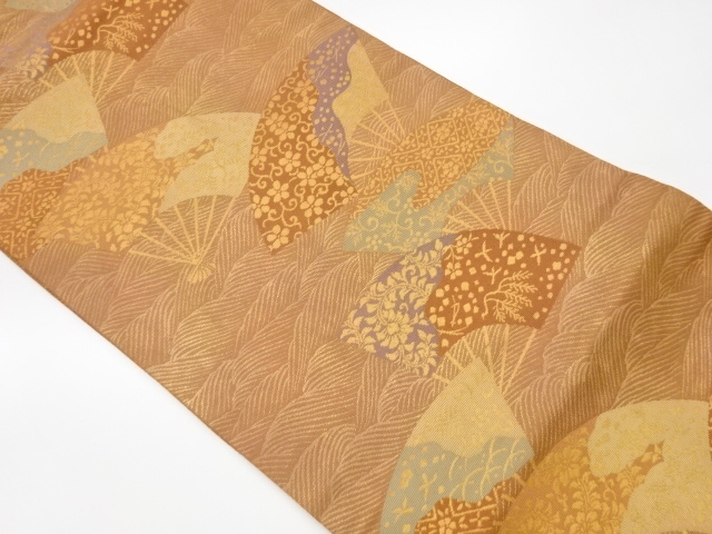 JAPANESE KIMONO / VINTAGE NAGOYA OBI / WOVEN FLORAL PLANTS